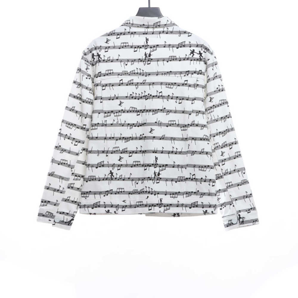  Louis Vuitton sheet music print denim jacket white