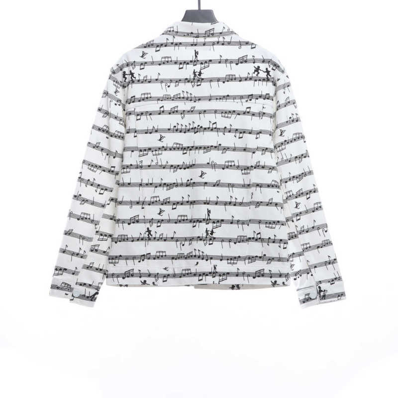  Louis Vuitton sheet music print denim jacket white