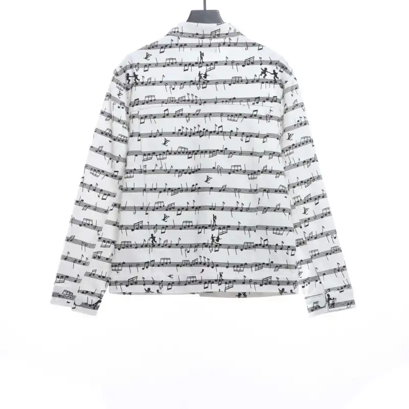Louis Vuitton sheet music print denim jacket white