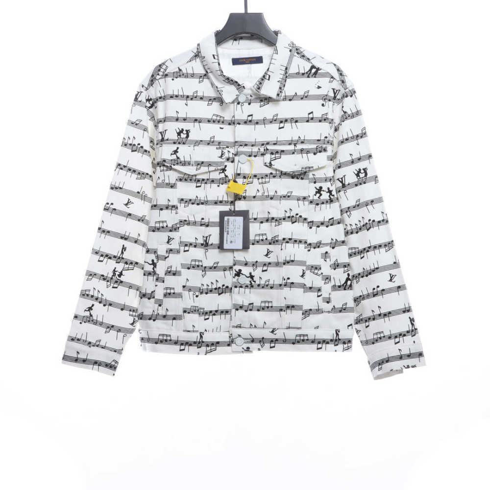  Louis Vuitton sheet music print denim jacket white