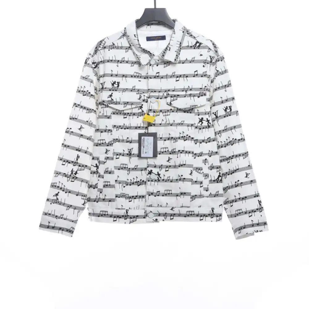 Louis Vuitton sheet music print denim jacket white