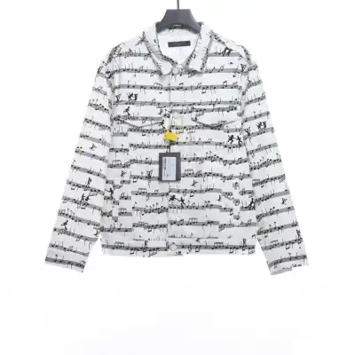 Louis Vuitton sheet music print denim jacket white 01