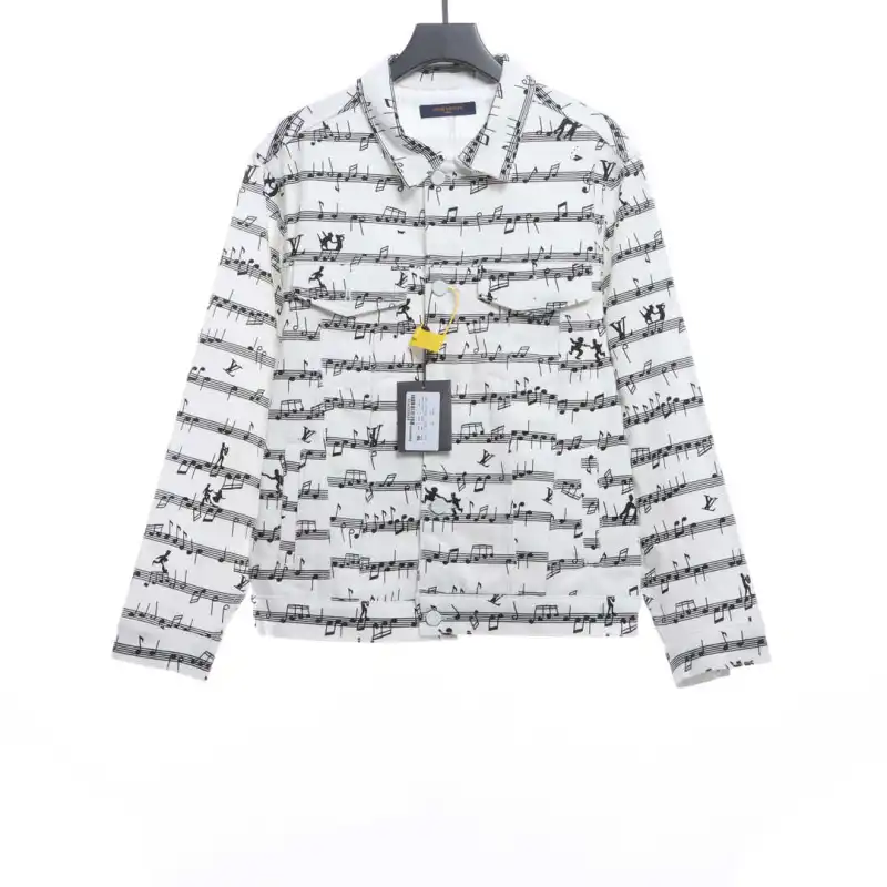 Louis Vuitton sheet music print denim jacket white
