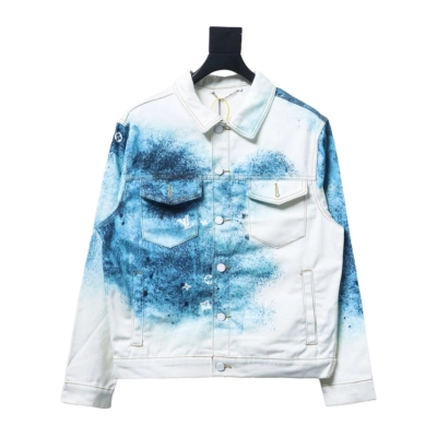 Louis Vuitton starry sky spray-painted blue and white gradient denim jacket 01