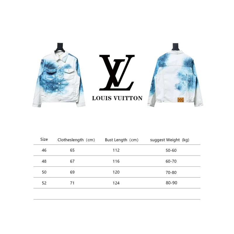 Louis Vuitton starry sky spray-painted blue and white gradient denim jacket
