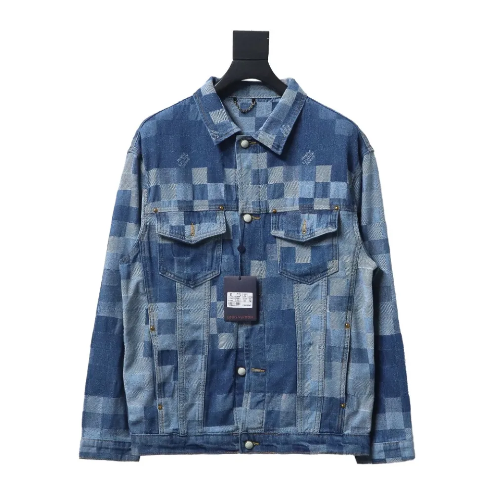 Louis Vuitton template mosaic checkerboard denim jacket-