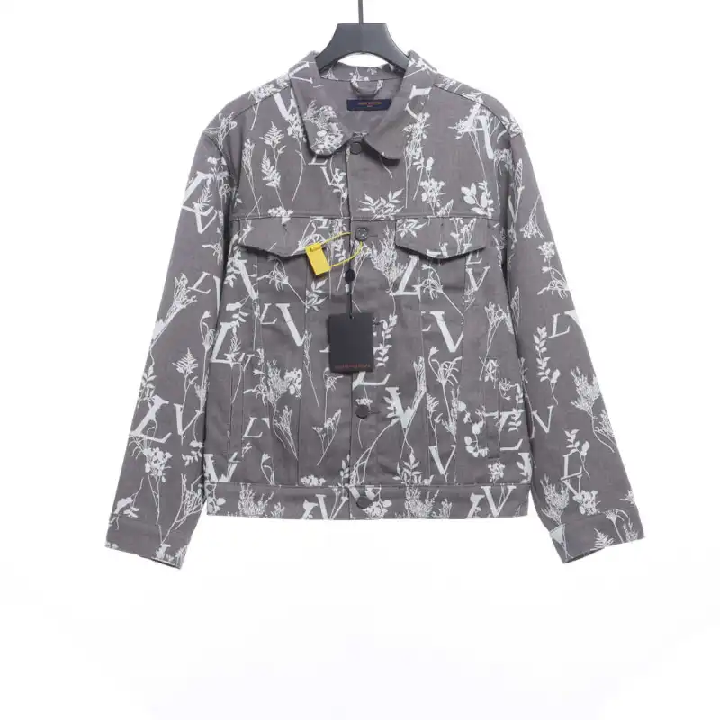 Louis Vuitton wheat ear flower all-over print denim jacket
