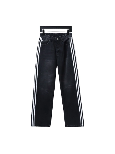 Balenciaga/Adidas joint three-bar ribbon washed Jeans 1 01