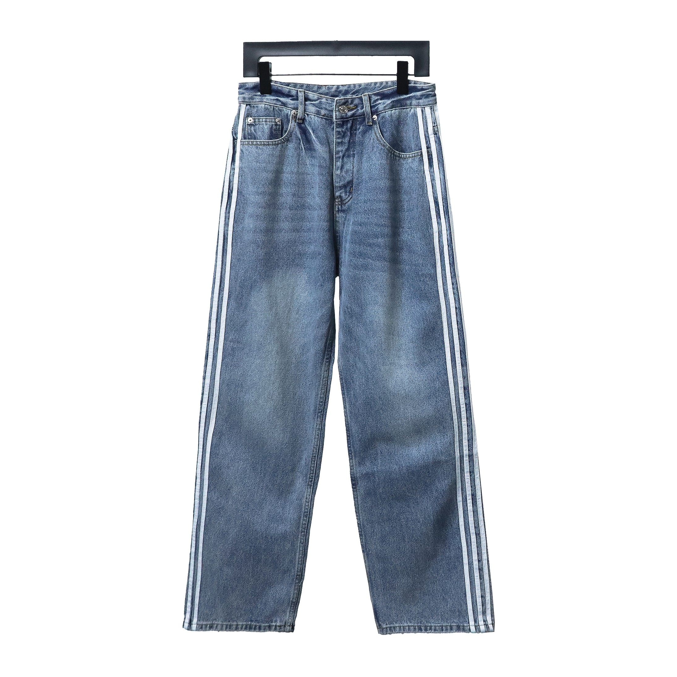 Balenciaga/Adidas joint threebar ribbon washed Jeans 2