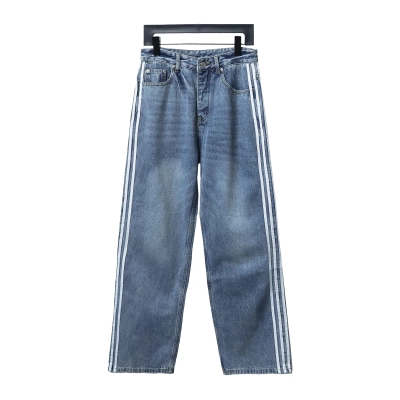 Balenciaga/Adidas joint three-bar ribbon washed Jeans 2 01