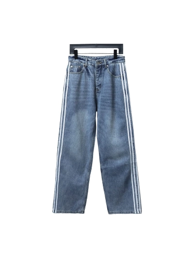 Balenciaga/Adidas joint three-bar ribbon washed Jeans 2 01