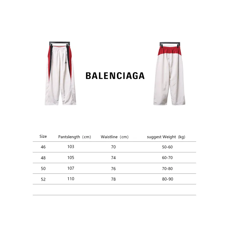 Balenciaga BLCG 24FW 3B red and white splicing hooded sports suit Pants
