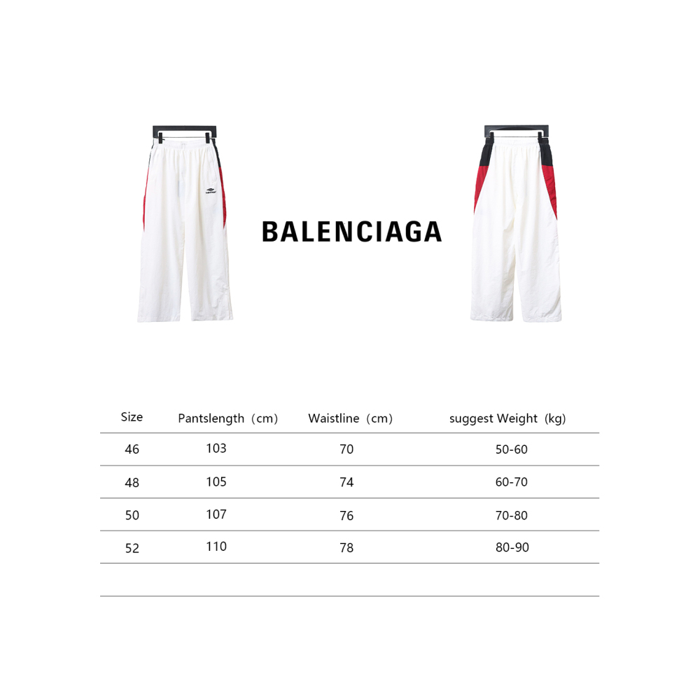 Balenciaga BLCG 24FW catwalk style 3B red and white splicing sports suit Pants