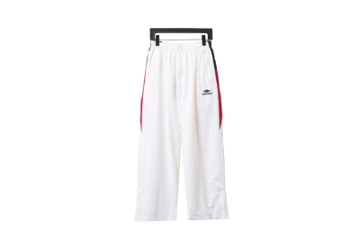 Balenciaga BLCG 24FW catwalk style 3B red and white splicing sports suit Pants 01
