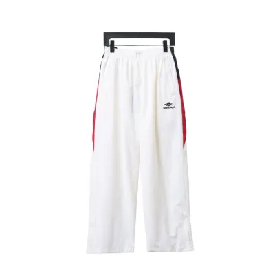 Balenciaga BLCG 24FW catwalk style 3B red and white splicing sports suit Pants 01