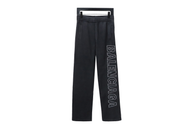 Balenciaga distressed washed single-breasted letter Pants 01