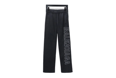 Balenciaga distressed washed single-breasted letter Pants 01