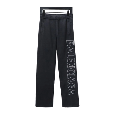 Balenciaga distressed washed single-breasted letter Pants 01