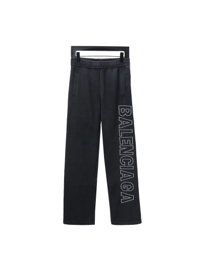 Balenciaga distressed washed single-breasted letter Pants 01