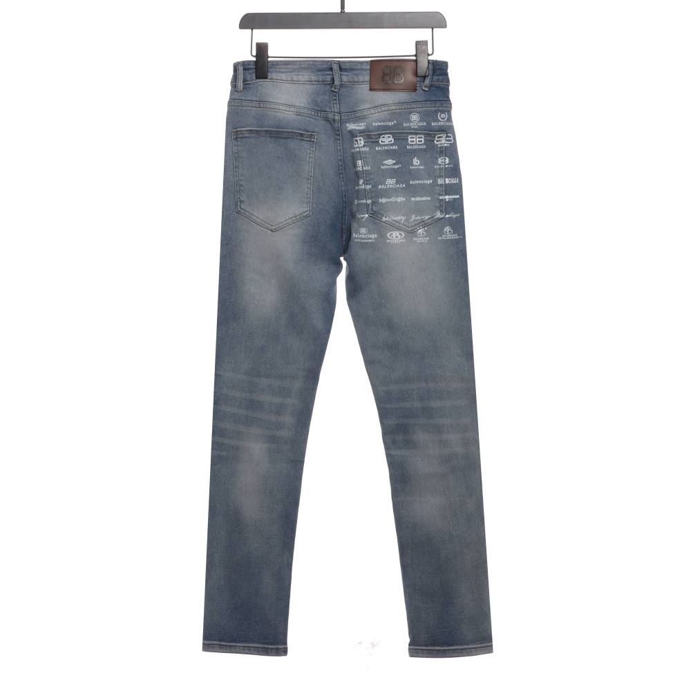 Balenciaga back pocket full print logo Jeans