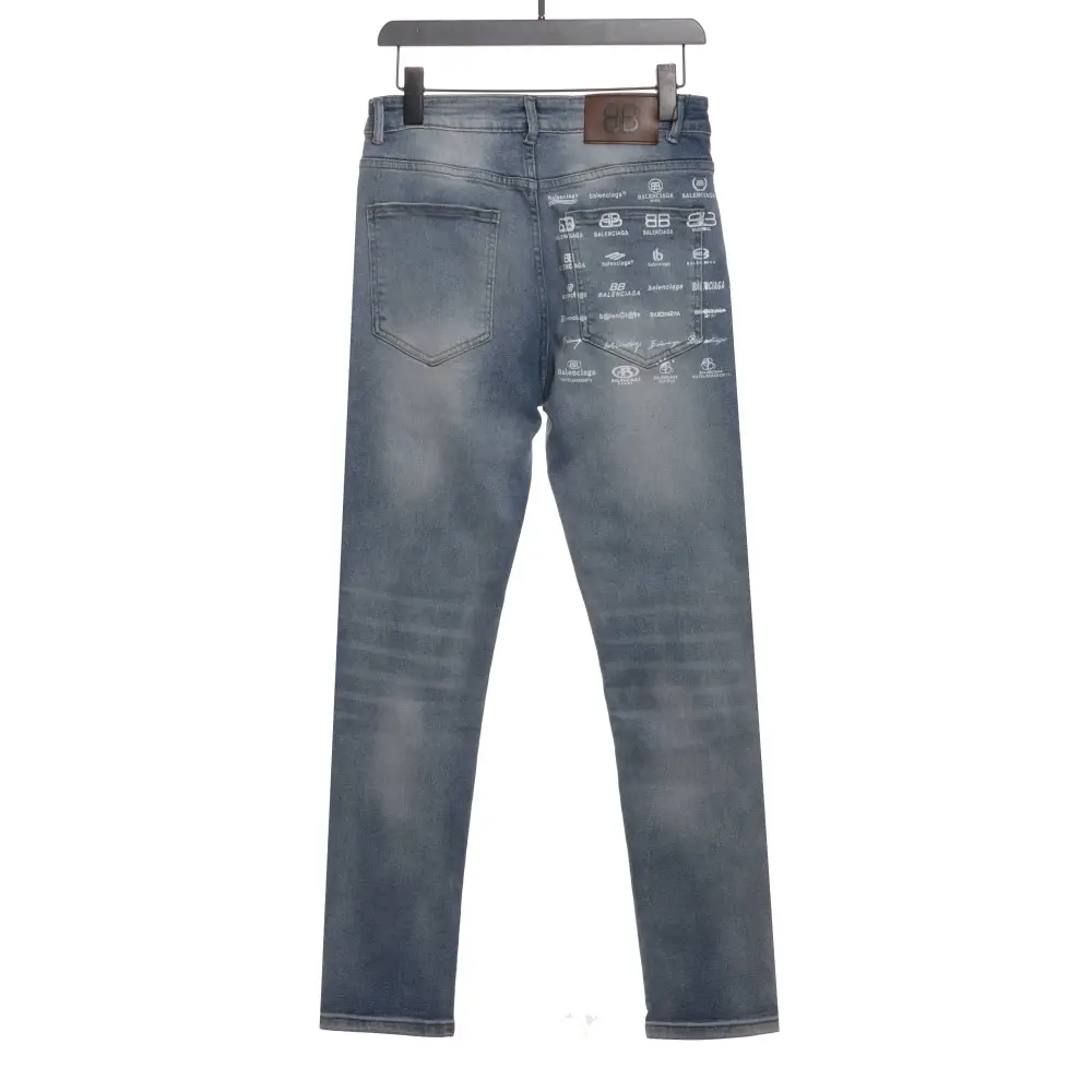 Balenciaga back pocket full print logo Jeans