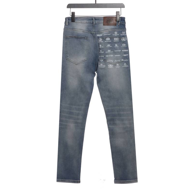 Balenciaga back pocket full print logo Jeans