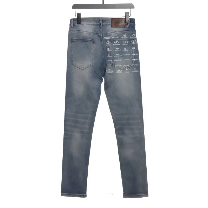  Balenciage back pocket full print logo Jeans