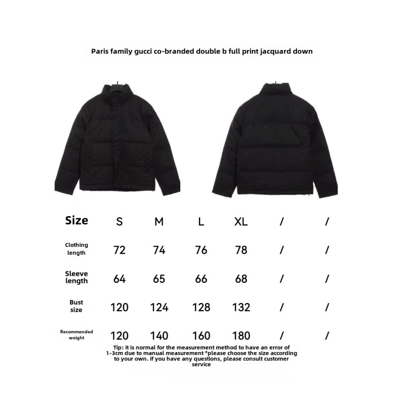  Balenciage Gucci joint double B full print jacquard down jacket 1