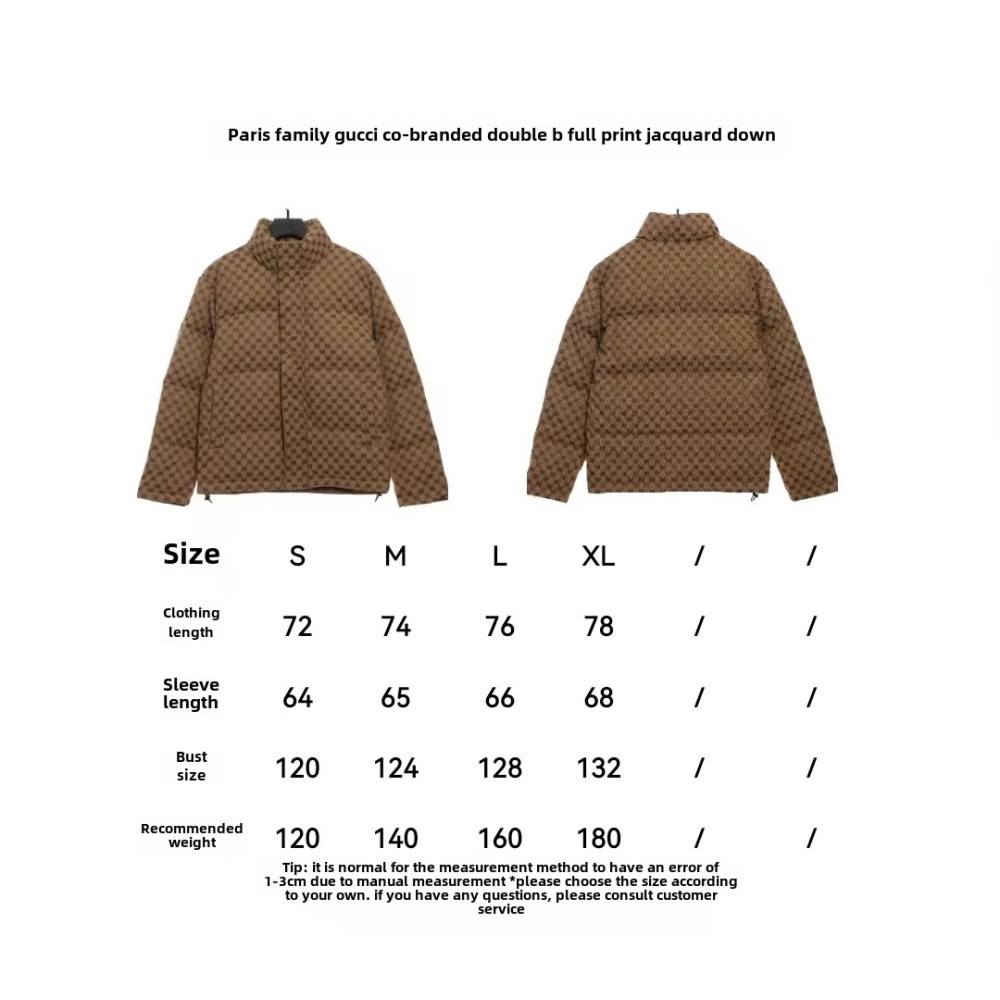  Balenciage Gucci joint double B full print jacquard down jacket 2