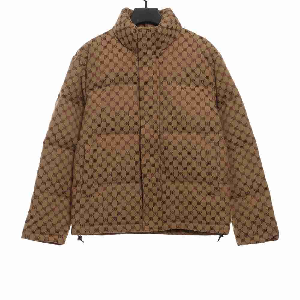  Balenciage Gucci joint double B full print jacquard down jacket 2