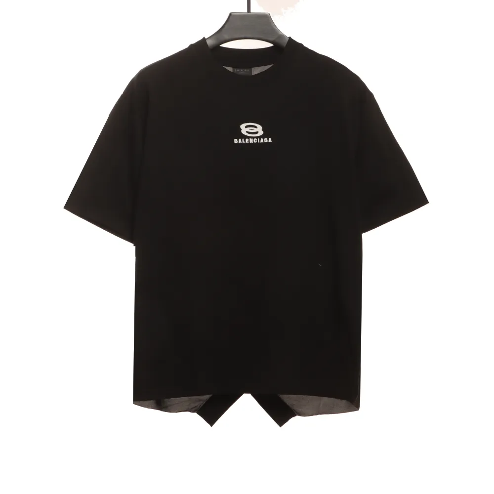  Balenciage patchwork embroidery jersey short sleeves black
