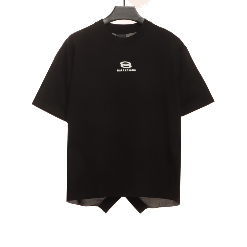  Balenciage patchwork embroidery jersey short sleeves black