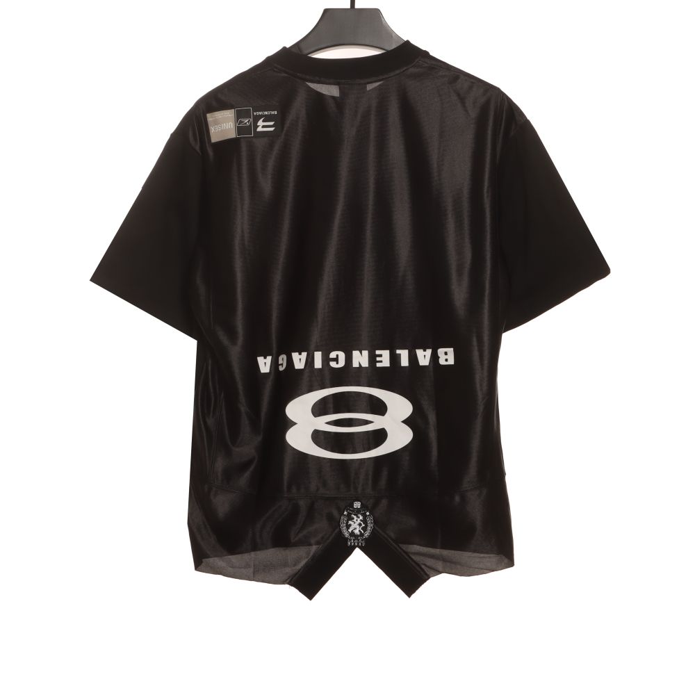  Balenciage patchwork embroidery jersey short sleeves black