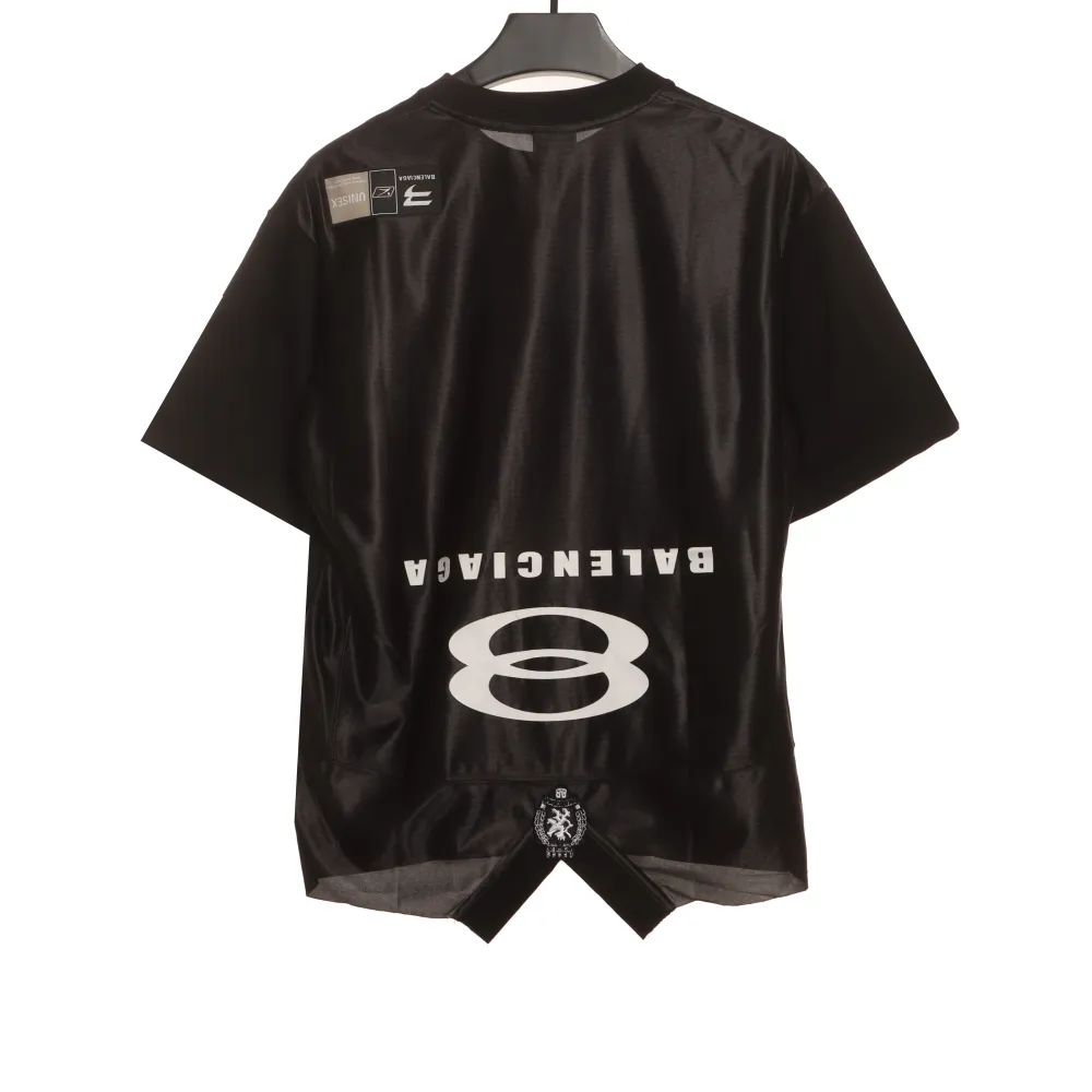  Balenciage patchwork embroidery jersey short sleeves black