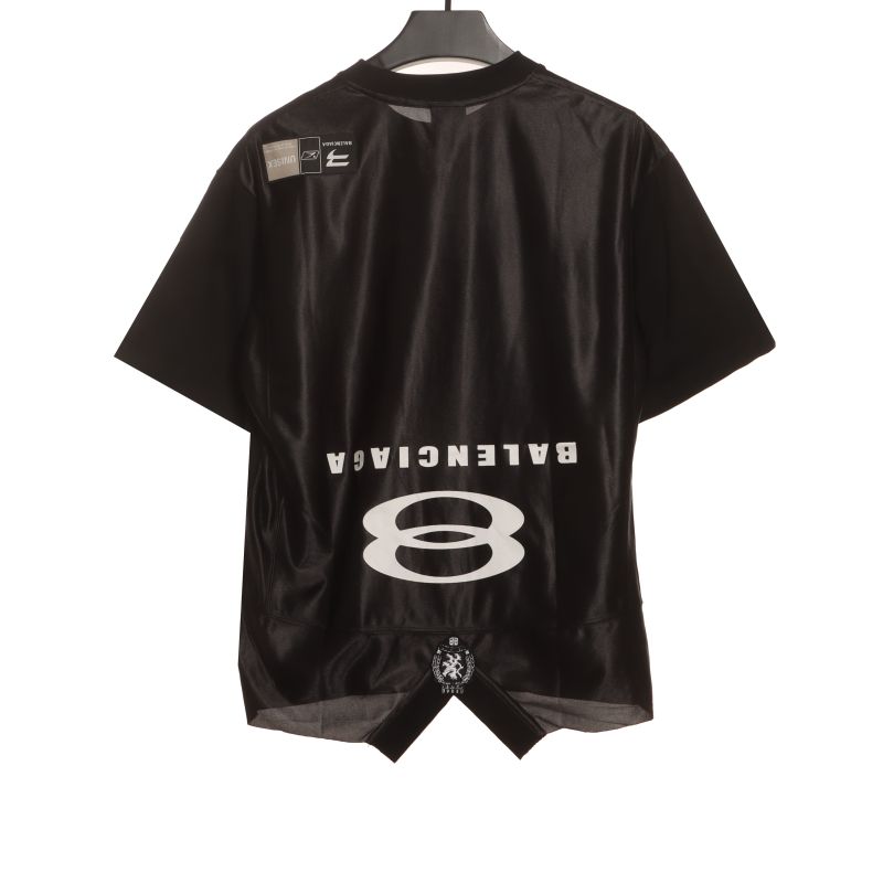  Balenciage patchwork embroidery jersey short sleeves black