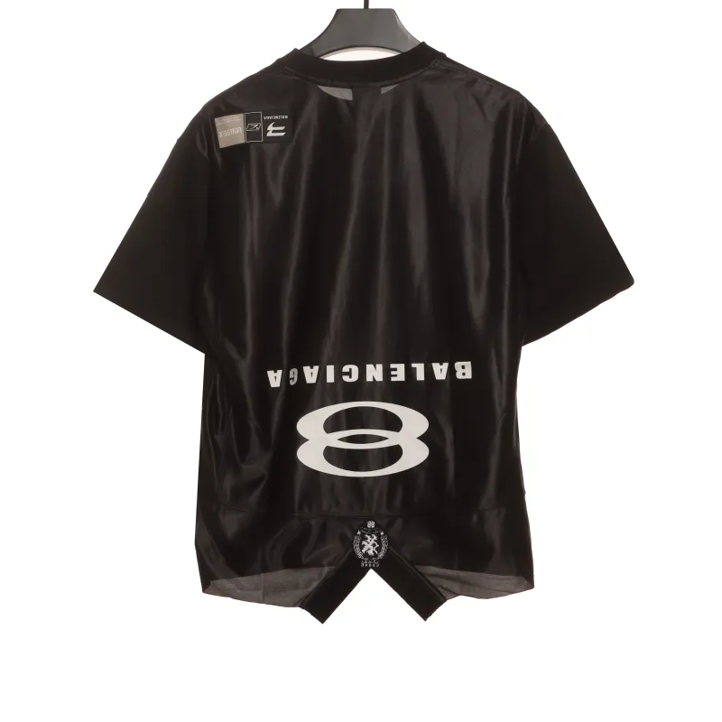  Balenciage patchwork embroidery jersey short sleeves black