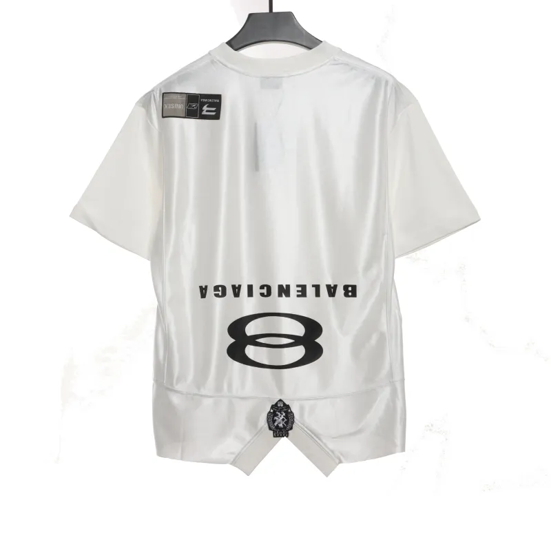  Balenciage patchwork embroidery jersey short sleeves white