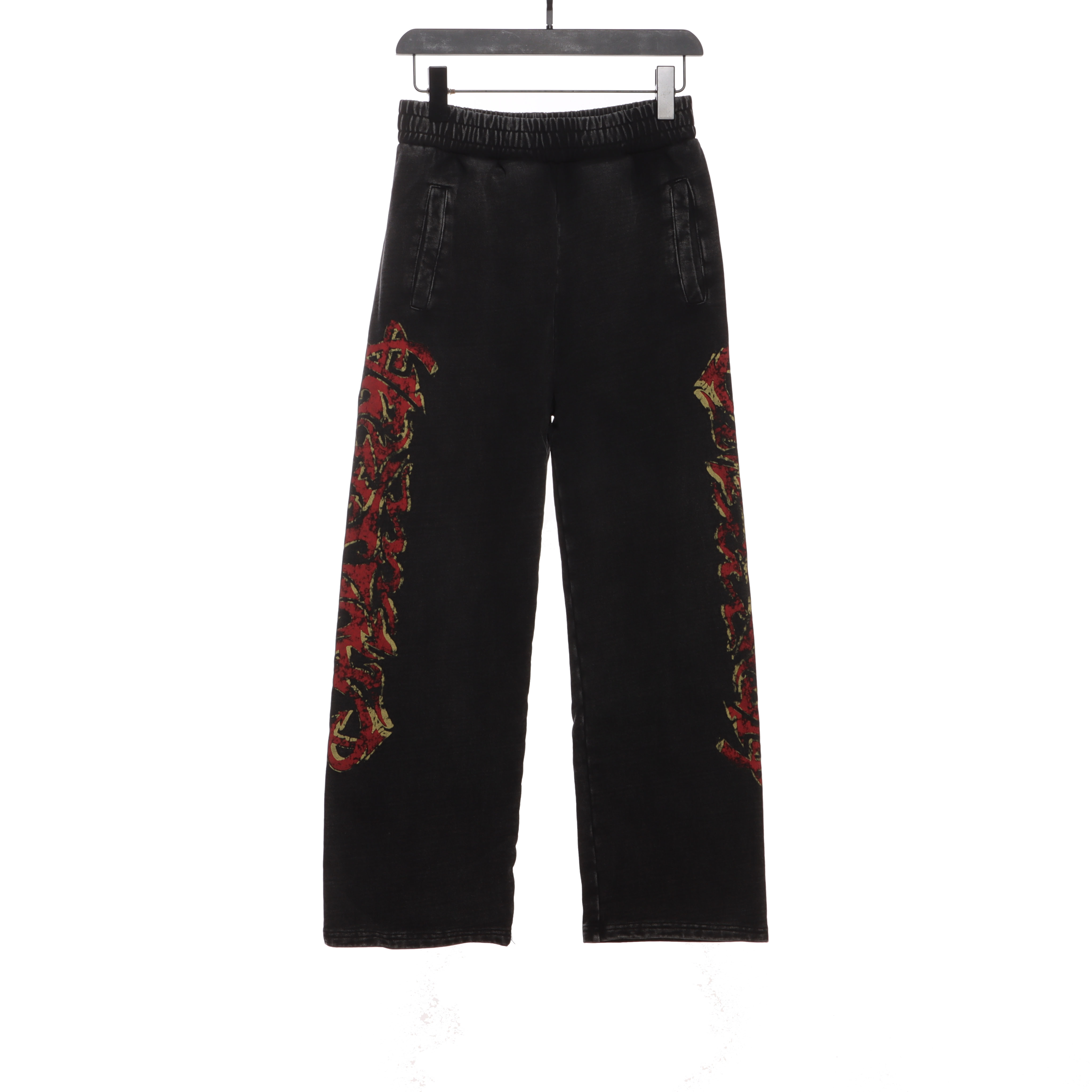 Balenciaga Sanskrit distressed Sanskrit pattern mud-dyed flame Pants