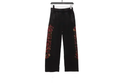 Balenciaga Sanskrit distressed Sanskrit pattern mud-dyed flame Pants 01