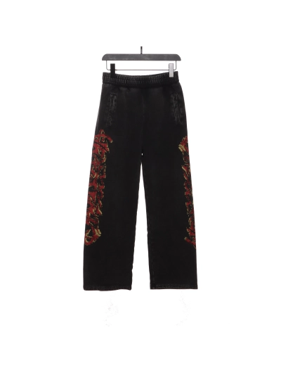 Balenciaga Sanskrit distressed Sanskrit pattern mud-dyed flame Pants 01