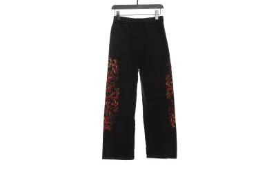 Balenciaga Sanskrit distressed Sanskrit pattern mud-dyed flame Pants 02