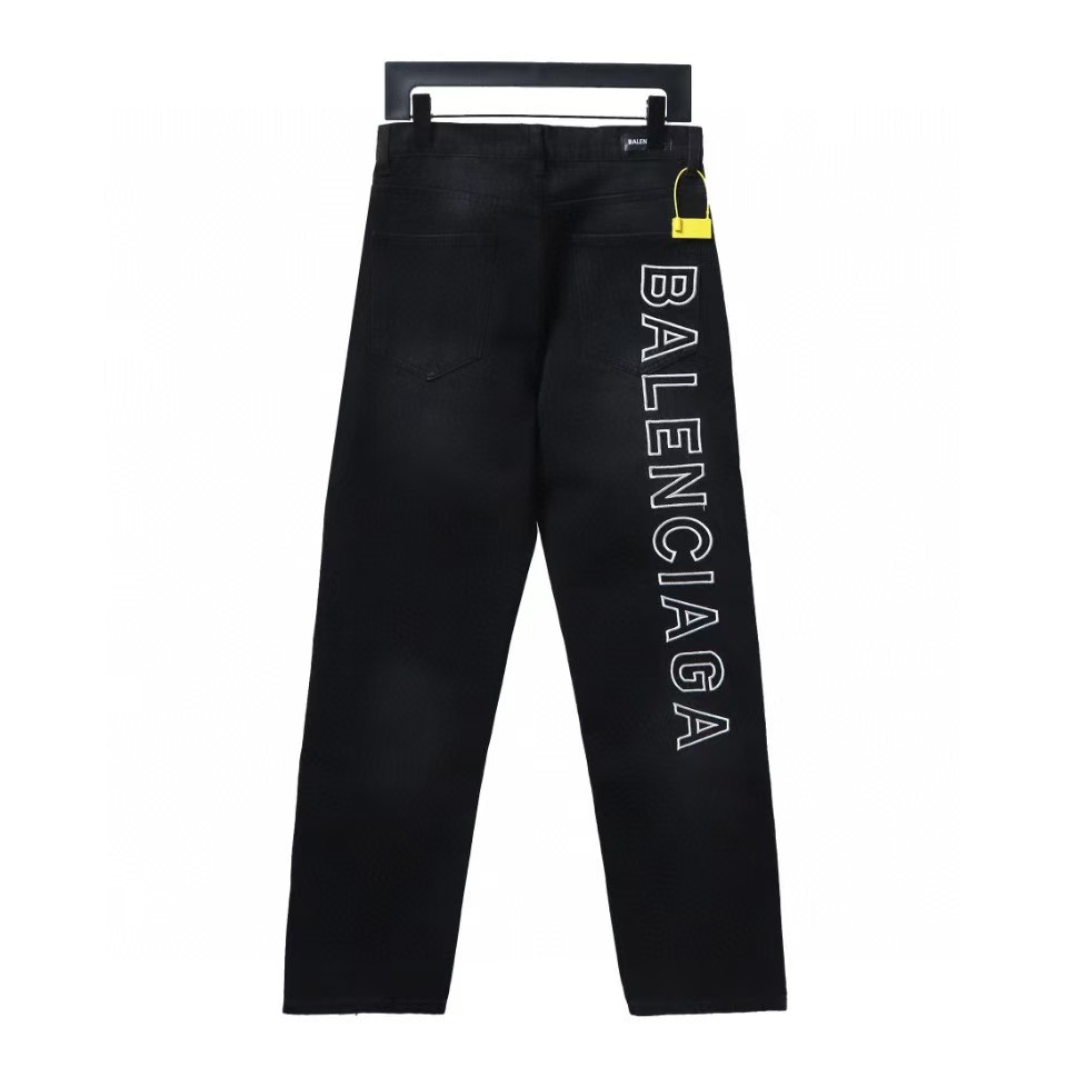 Balenciaga side logo letter embroidery single-breasted Jeans