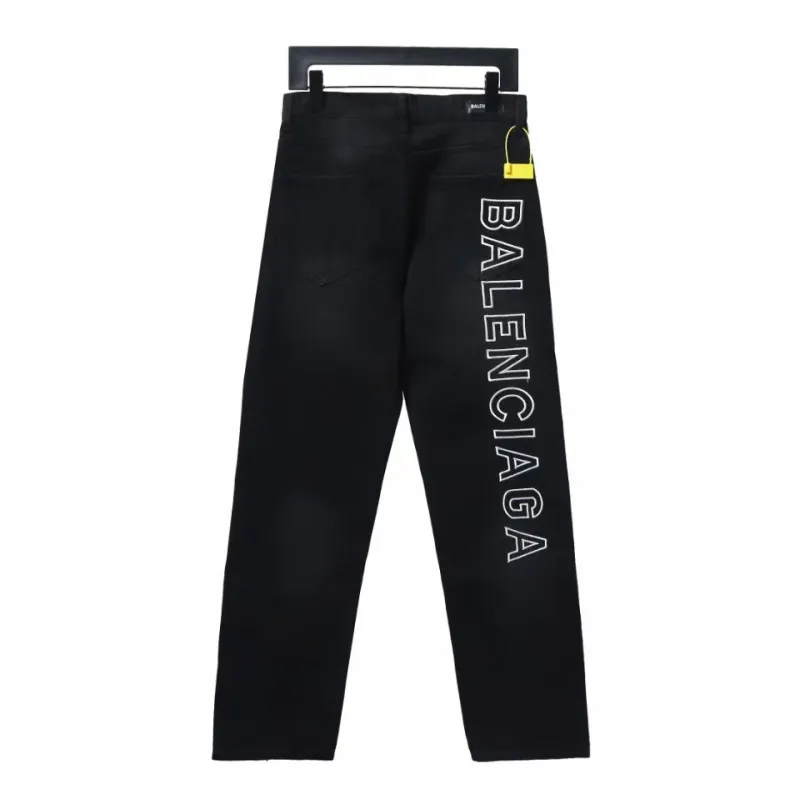  Balenciage side logo letter embroidery single-breasted Jeans