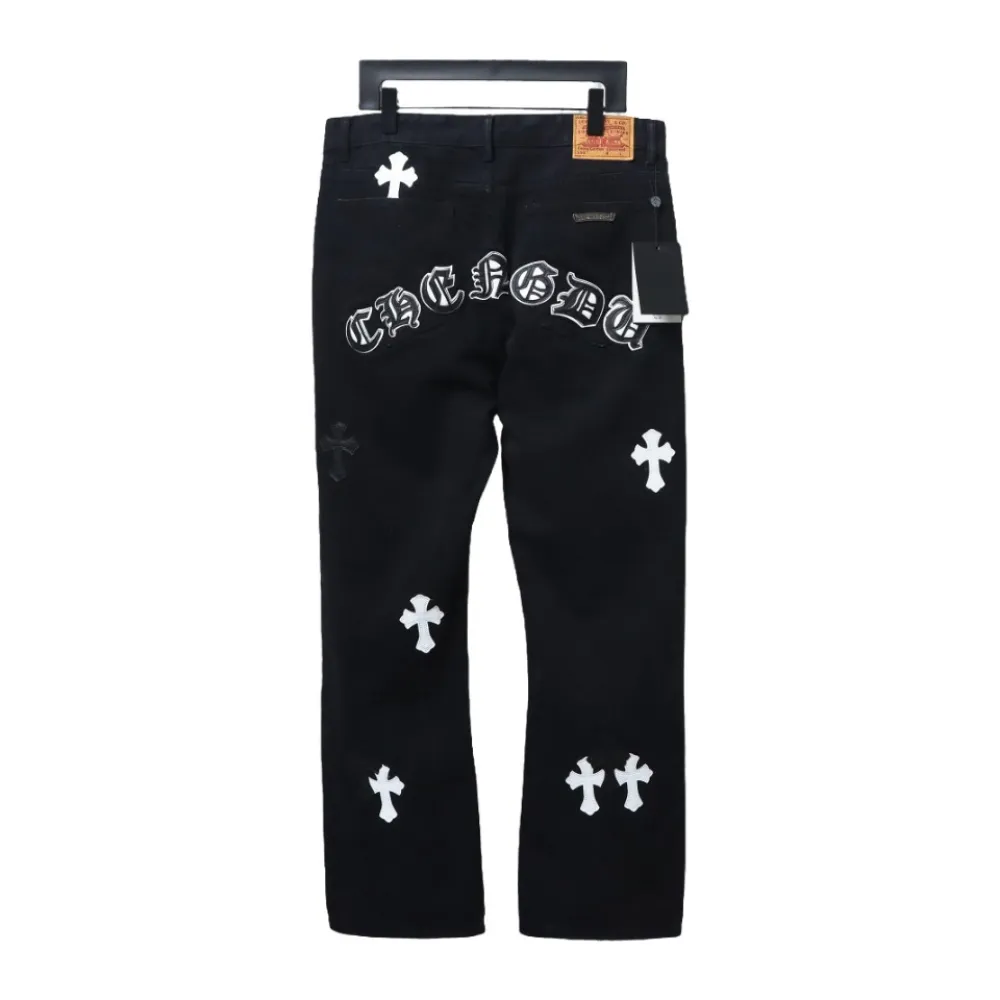 Chrome Hearts CH city limited series Sanskrit cross patch leather Jeans 1