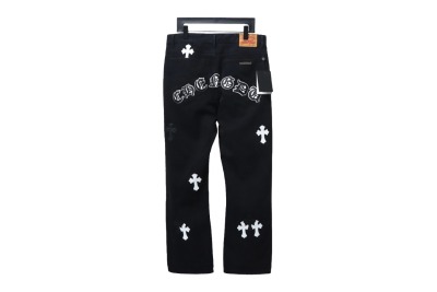 Chrome Hearts CH city limited series Sanskrit cross patch leather Jeans 1 02
