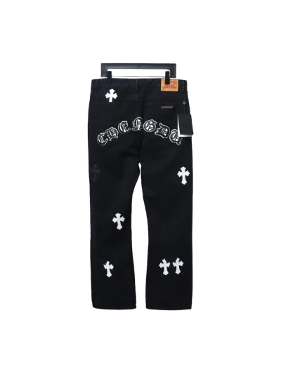 Chrome Hearts CH city limited series Sanskrit cross patch leather Jeans 1 02