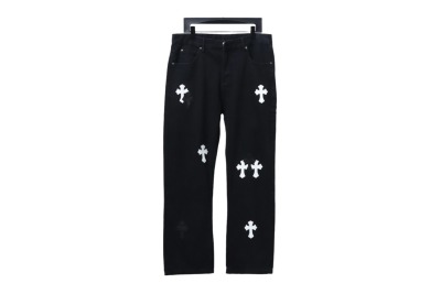 Chrome Hearts CH city limited series Sanskrit cross patch leather Jeans 1 01