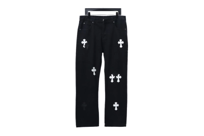 Chrome Hearts CH city limited series Sanskrit cross patch leather Jeans 1 01