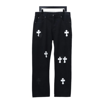 Chrome Hearts CH city limited series Sanskrit cross patch leather Jeans 1 01