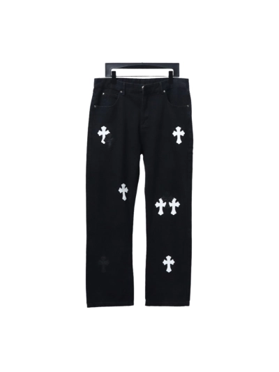 Chrome Hearts CH city limited series Sanskrit cross patch leather Jeans 1 01